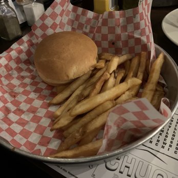 Chuck's Roadhouse Bar & Grill - Child burger and fries - Barbeque Near Me - Chatham, Ontario Chuck's Roadhouse Bar & Grill - Child burger and fries - Barbeque Near Me - Chatham, Ontario