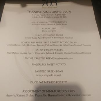 703 bar + kitchen - The Thanksgiving Menu for reference. - Bars Near Me - Fairfax, Virginia