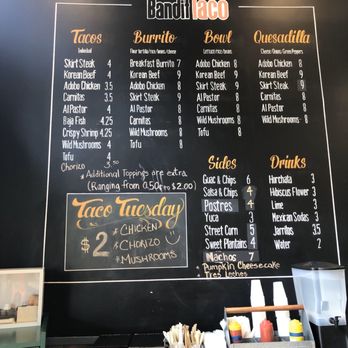 Bandit Taco - Menu - Mexican Near Me - Washington, DC, District of Columbia Bandit Taco - Menu - Mexican Near Me - Washington, DC, District of Columbia