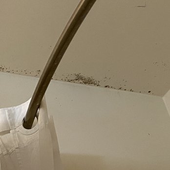 Comfort Suites - Ceiling of shower with black mold in room 213 - Hotels Near Me - Edinboro, Pennsylvania