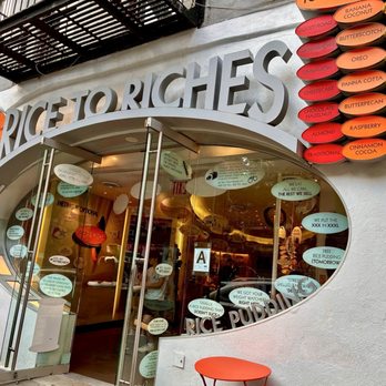 Rice To Riches - Outside Storefront View & Seating - Desserts Near Me - New York, New York Rice To Riches - Outside Storefront View & Seating - Desserts Near Me - New York, New York
