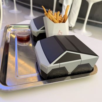 Tesla Diner - Cute cybertruck packaging of our food and fries - Diners Near Me - West Hollywood, California Tesla Diner - Cute cybertruck packaging of our food and fries - Diners Near Me - West Hollywood, California