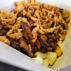 Total Panarchy - Brisket Poutine - Topped with Crispy Onions and Caramalized Onions and our House Made Beef Gravy