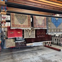 The Rug Salon - Our state of the art drying room. Our rugs are spun dry in our centrifuge and hung overnight.