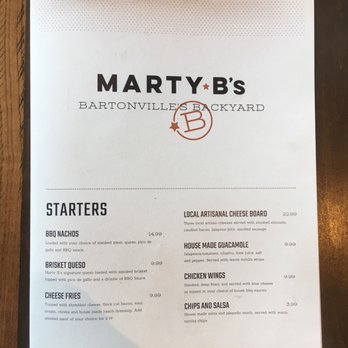 Marty B's - Menu 1 - Tex-Mex Near Me - Bartonville, Texas