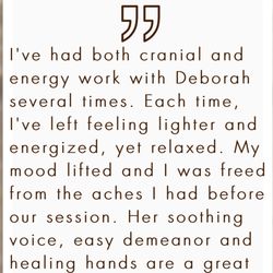 Holistic Healing with Deborah - Testimonial for CranioSacral & Reiki