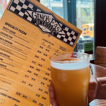 Gino's East - South Loop - Make sure to have a glass of Gino's Seasonal! - Pizza Near Me - Chicago, Illinois Gino's East - South Loop - Make sure to have a glass of Gino's Seasonal! - Pizza Near Me - Chicago, Illinois