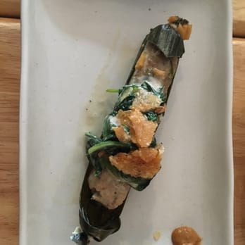 Prubechu - House made chicken sausage wrapped in a banana leaf and braised in coconut milk. - Guamanian Near Me - San Francisco, California