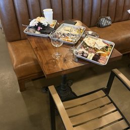 Trash on table. Trash on table.