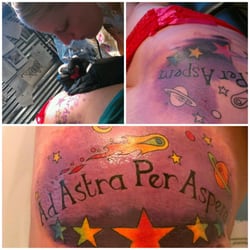 Haunted Hands - Lisa designed an add-on to the five bigger stars at my request. The Latin saying means "To the stars through difficulty".