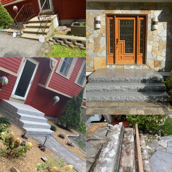 Summit Landscape Construction - Before and after our granite staircases! Quick, easy, and gorgeous! - Landscaping Near Me - Nashua, New Hampshire Summit Landscape Construction - Before and after our granite staircases! Quick, easy, and gorgeous! - Landscaping Near Me - Nashua, New Hampshire