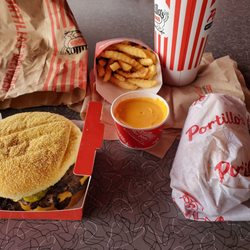 Portillo's Westfield - Double cheeseburger, cheese fries, hotdog and Pepsi