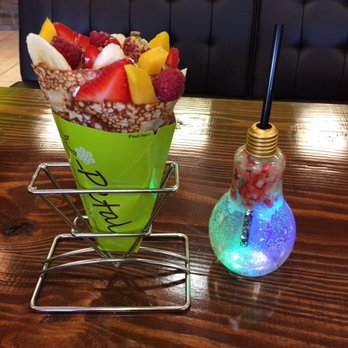 J-Petal - J-Petal Cocktail (fruit crepe) and strawberry cucumber light bulb drink - Ice Cream & Frozen Yogurt Near Me - Harrisonburg, Virginia J-Petal - J-Petal Cocktail (fruit crepe) and strawberry cucumber light bulb drink - Ice Cream & Frozen Yogurt Near Me - Harrisonburg, Virginia