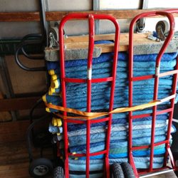 Furniture Protection pads that and being secure by dollies and straps.