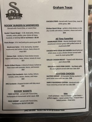 Menu photo 2 Rockin' S Bar & Grill - Graham Graham, TX