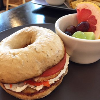 Riverwalk Park Inn Cafe - Riverwalk Lox Bagel with an added fried egg and fresh fruit - Breakfast & Brunch Near Me - Chelan, Washington Riverwalk Park Inn Cafe - Riverwalk Lox Bagel with an added fried egg and fresh fruit - Breakfast & Brunch Near Me - Chelan, Washington