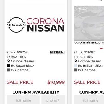Corona Nissan - Photo of their listing for the car that is "not for sale" - Car Dealers Near Me - Corona, California