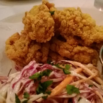 Perla's - Gluten Free Cornmeal Fried Gulf Oysters with Chili Morita & Slaw - Seafood Near Me - Austin, Texas