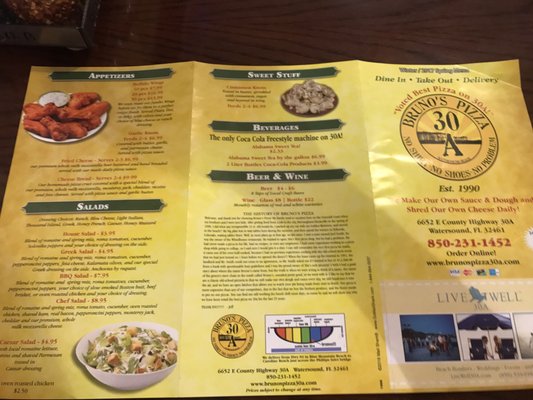Menu photo 7 Bruno's Pizza Watersound Beach, FL