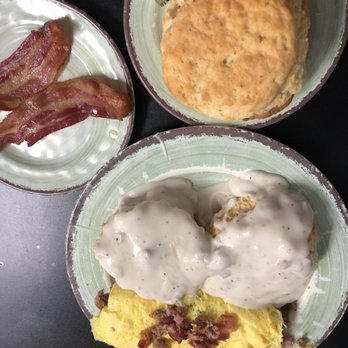 Buttered Biscuit - Meat Lovers Omelet, Chicken Biscuit, and Bacon - Breakfast & Brunch Near Me - Waynesville, North Carolina