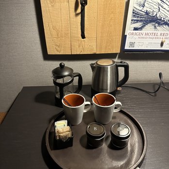 Origin Hotel Red Rocks - In room coffee service!    $15 room charge, but it was worth it!! - Hotels Near Me - Golden, Colorado