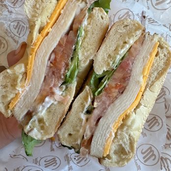 Manhattan Bagel - Turkey Cheddar on Plain Bagel - Bagels Near Me - Clifton, Virginia