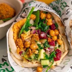 The Hummus Republic - Our delicious Pita with chicken shawarma and all the toppings