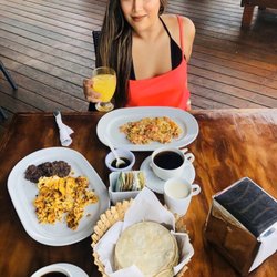 Marina Sunrise Cancún - Breakfast for one!! Mexican style omelette and chorizo omelet plus cortados and juices.