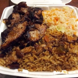 Montego Bay Center - Jerk Pork w/rice and beans and coleslaw
