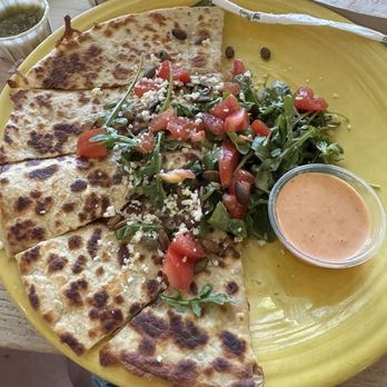 Dos Coyotes Border Cafe - Asparagus & Spinach Quesadilla with grilled shrimp - Mexican Near Me - Folsom, California Dos Coyotes Border Cafe - Asparagus & Spinach Quesadilla with grilled shrimp - Mexican Near Me - Folsom, California