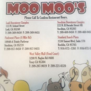 Moo Moo's Burger Barn - Menu listed various locations - Burgers Near Me - Lodi, California