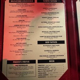 Drink menu Drink menu