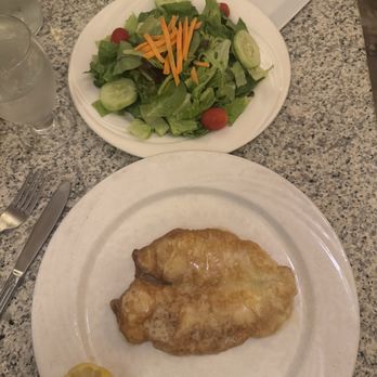 DeCosta's Restaurant - Filet of Sole Francese  with house salad - Italian Near Me - Yonkers, New York