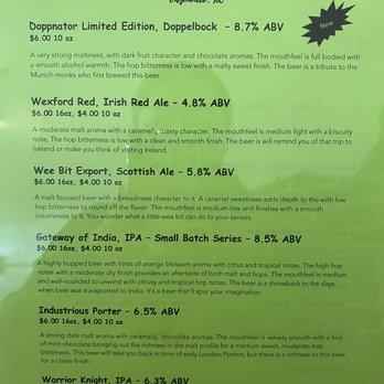 Toasty Kettlyst - Front of menu - Breweries Near Me - Gibsonville, North Carolina