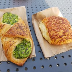 Breadland Organic Whole Grain Bakery - European cheese croissant and spinach and feta. So good!!