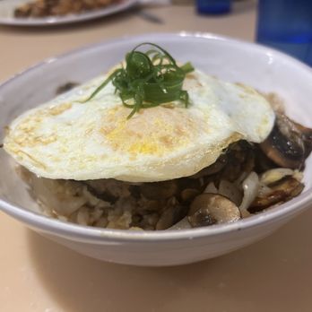 My Cafe - Beyond Burger Loco Moco with mushrooms and onions minus the gravy. - Breakfast & Brunch Near Me - Kapolei, Hawaii My Cafe - Beyond Burger Loco Moco with mushrooms and onions minus the gravy. - Breakfast & Brunch Near Me - Kapolei, Hawaii