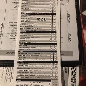 Condado Tacos - Taco order pad, each ingredient has gluten free and vegan marked to make ordering simple! - Tex-Mex Near Me - Columbus, Ohio