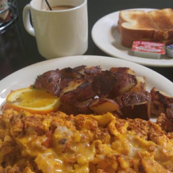 Scramblers Cafe - Chorizo scramble,homestyle potatoes,coffee, and hawaiian toast - Breakfast & Brunch Near Me - Norco, California Scramblers Cafe - Chorizo scramble,homestyle potatoes,coffee, and hawaiian toast - Breakfast & Brunch Near Me - Norco, California
