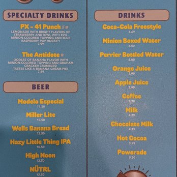 Illumination’s Minion Cafe - Menu - New American Near Me - Orlando, Florida