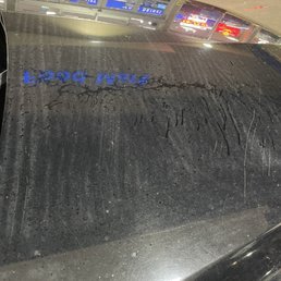 Brush lines with dirt still on the car from the 'prep' that is done before the wash Brush lines with dirt still on the car from the 'prep' that is done before the wash