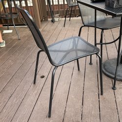 Patio with extremely dangerous hole.