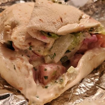 Mamoun's Falafel - Closeup of the Manhatten sandwich. Absolutely packed - Middle Eastern Near Me - East Rutherford, New Jersey Mamoun's Falafel - Closeup of the Manhatten sandwich. Absolutely packed - Middle Eastern Near Me - East Rutherford, New Jersey