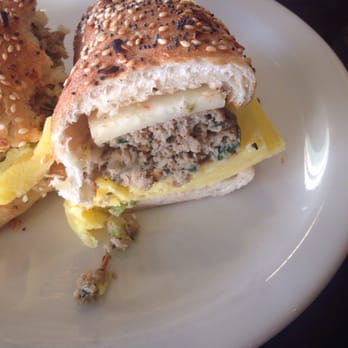 Grounds Bakery Cafe - Turkey sausage and cheese bagel sandwich - Bakeries Near Me - Long Beach, California Grounds Bakery Cafe - Turkey sausage and cheese bagel sandwich - Bakeries Near Me - Long Beach, California