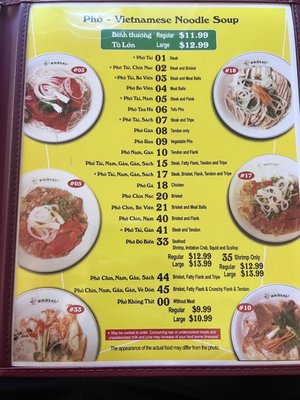 Menu photo 5 Pho Tai Tukwila, WA