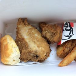KFC - 2 piece white meat KFC chicken dinner.  No brussel sprouts.