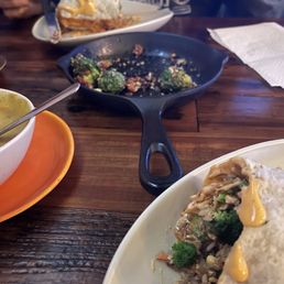 Seasonal burrito, Brussel sprouts, and beer.