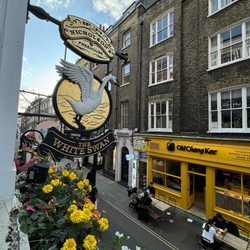 The White Swan - View from the second floor window of the pub sign