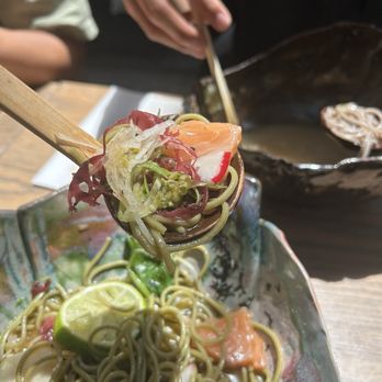 Uzuki - Salmon ikura soba perfect bite - Japanese Near Me - Brooklyn, New York