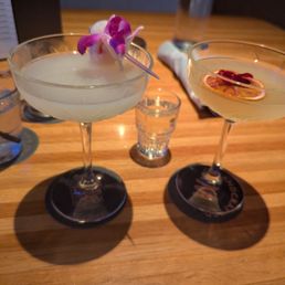 The drinks are called pornstar which is on the right and then a lychee martini