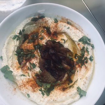 Pompa - hummus with caramelized onions - Italian Near Me - Amsterdam, New Hampshire